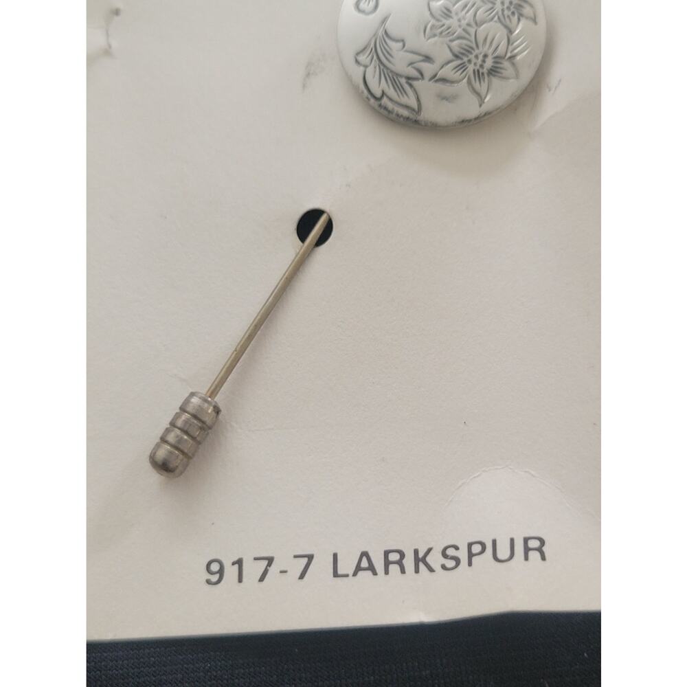 VTG Kirk Pewter Lapel Stick Pin 2.5" long Etched Flower Larkspur - Picture 3 of 4